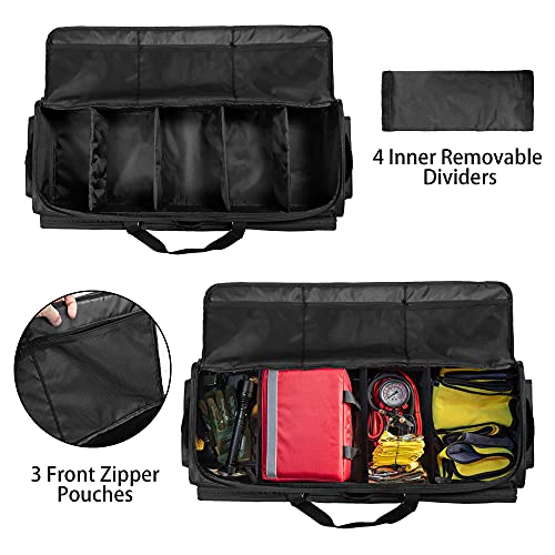 SAMDEW Underseat Storage Bag Fit for SuperCrew Cab, Truck Under Seat Organizer with 4 Detachable Inner Dividers & Anti-slip Bottom for Full Size Trucks, Black - Thumbnail 4