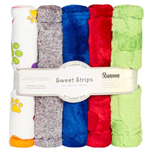 Shannon FABRICS 5 Pack of 10 Luxe Cuddle Strips Rainbow, Assorted