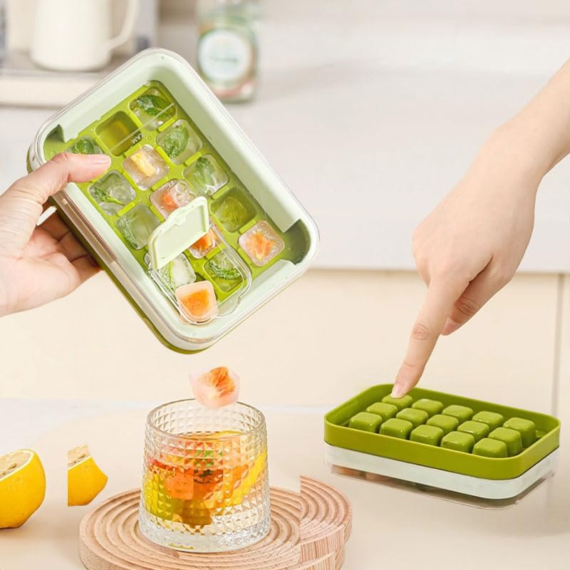 Molde para hielo de 15 cubos con tapa, verde miniatura 1