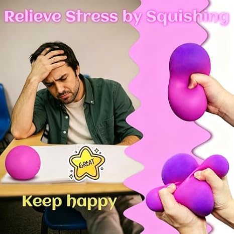 Giant Stress Balls Squeeze Toys for Adults and Kids 4 Jumbo Squeeze Dough Balls Goody Bag Stuffer Elastic Stress Balls Color Changing Stress Balls Purple