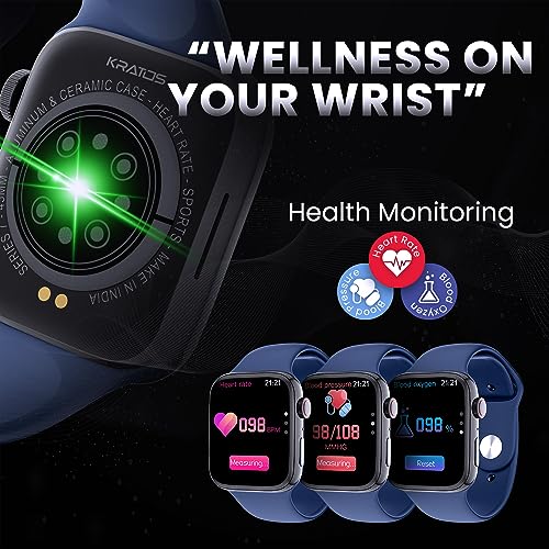 Image of Kratos SW15 Smart Watch for Men and Women with Bluetooth Calling, 1.85 inch HD Display, IP67 Water Resistant, Long Battery Life, 25+ Sport Modes,SpO2 & Health Monitoring, Smart Watch with 200+ Watch Face
