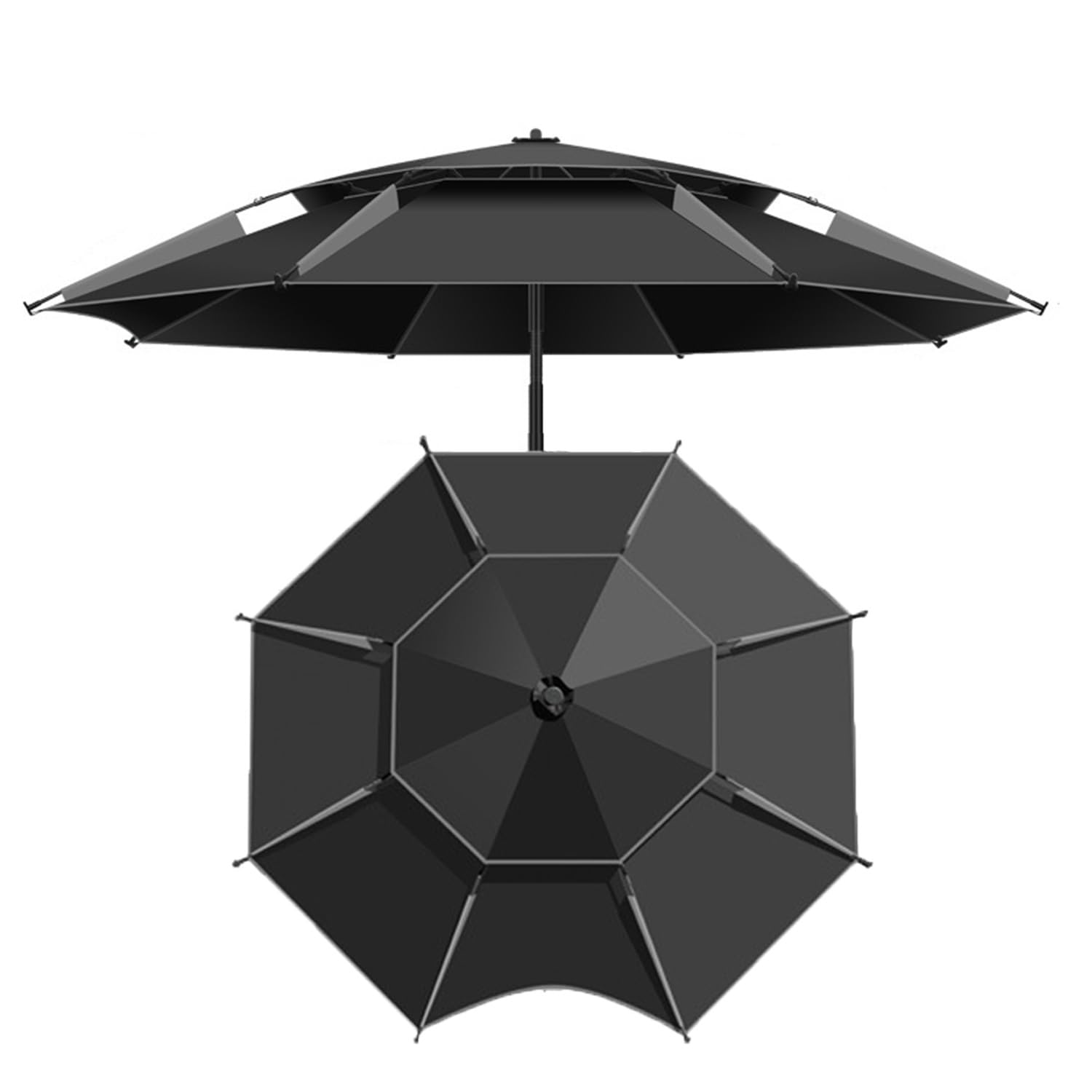 Robuster, tragbarer Angelschirm, winddichter Falt-Gartenschirm mit Gurt und Tragetasche für Outdoor-Aktivitäten wie Reisen, Terrasse, Strand, Park und Camping – Sonnenschutz
