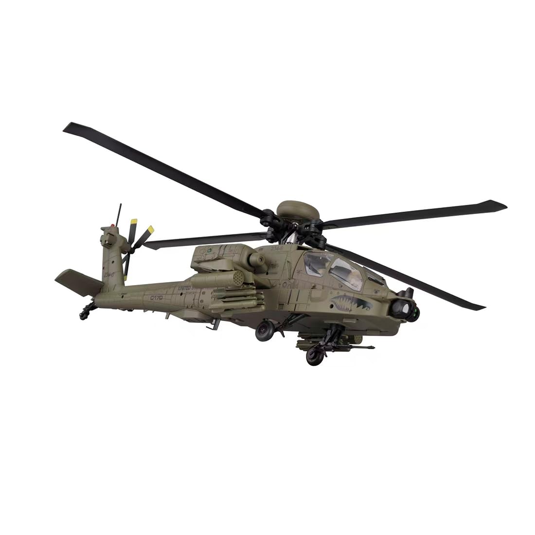 1/48 C170 AH-64D RC Hubschrauber, 2.4G 6CH 3D Stunt Flybarless Militärhubschrauber mit optischer Flow Positionierung, Gyro, TOF Höhenhalt, RC Flugzeug für Erwachsene
