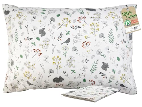ZPECC Toddler Pillow with Pillowcase - 13x18 Organic Cotton Hypoallergenic Kids Pillow, Baby Essentials for Travel Crib Daycare Stroller (Intended for Age 2 and up) Nature