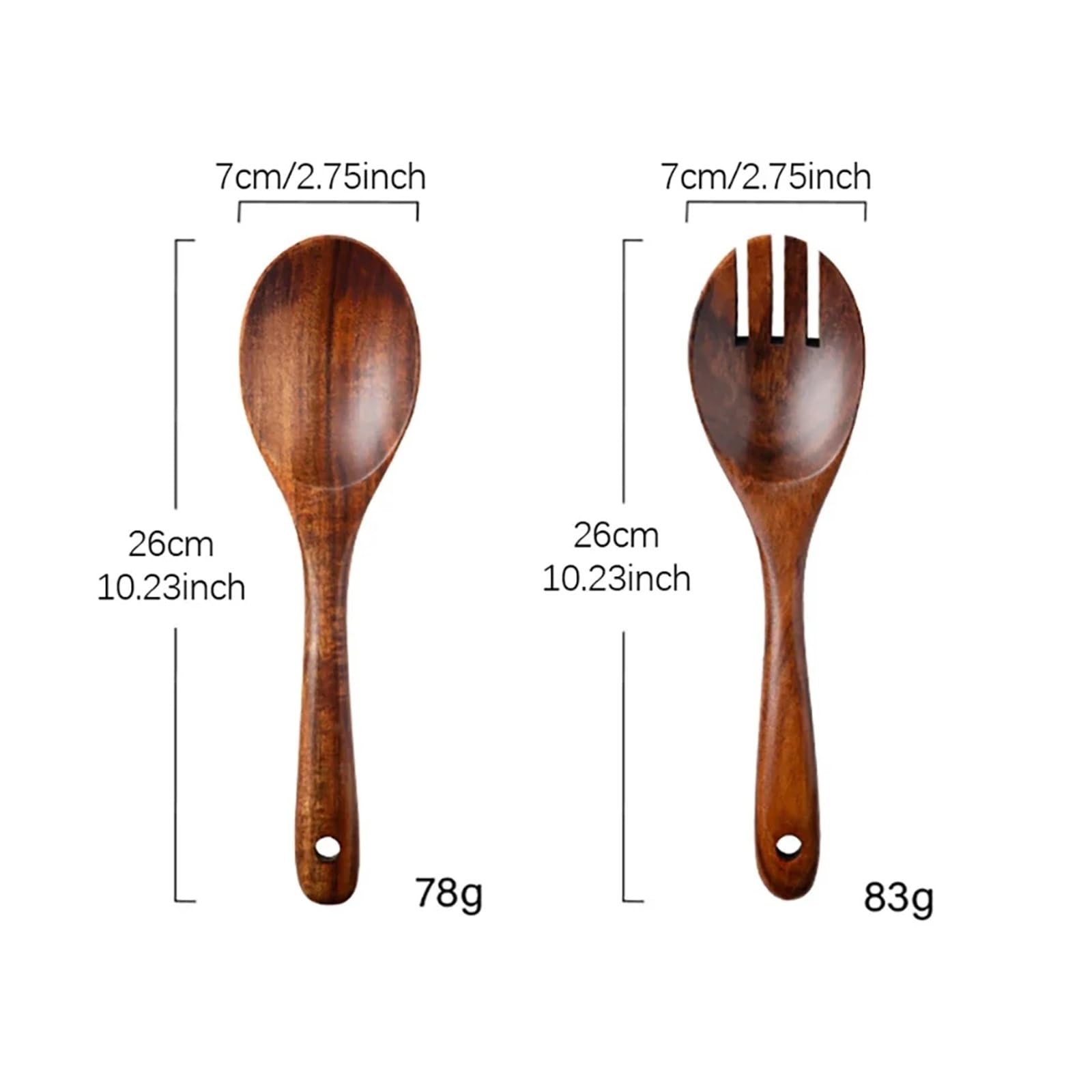Generisch Salatbesteck aus Holz mit langem Griff, Löffel, Gabel, Wiederverwendbare Servierlöffel for die Küche, Rühren, Mischen und Kochen(2PCS)