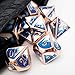 Haxtec Metal DND Dice Set Copper Blue White D&D Dice with Leather Dice Bag Compatible with Dungeons and Dragons RPG-Ice Dragon Bait