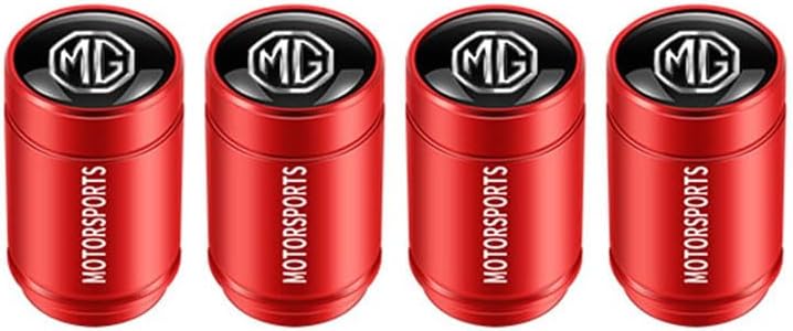 4 Pcs Tyre Valve Cap For MG 7 2007-2023 2024 2025 2026, Tire Valve Cap With Seal Ring, Tire Valve Stem Caps, Screw-On Tyre Valve Dust Caps Leak-Proof Airtight Durable,C-Red