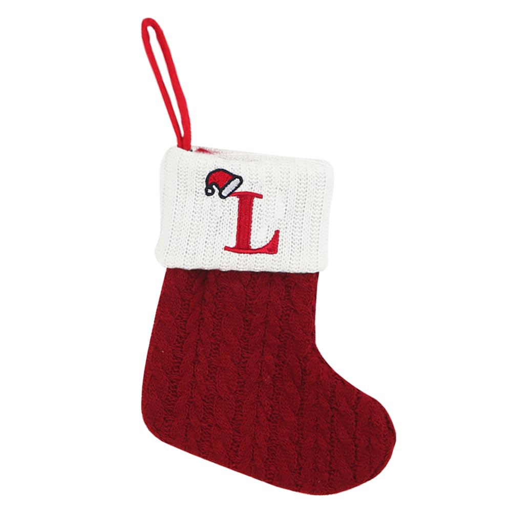 Christmas Stockings Small Xmas English Letters Hanging Stockings Christmas Socks Double Sided Fireplace Hanging Stockings for Christmas Party