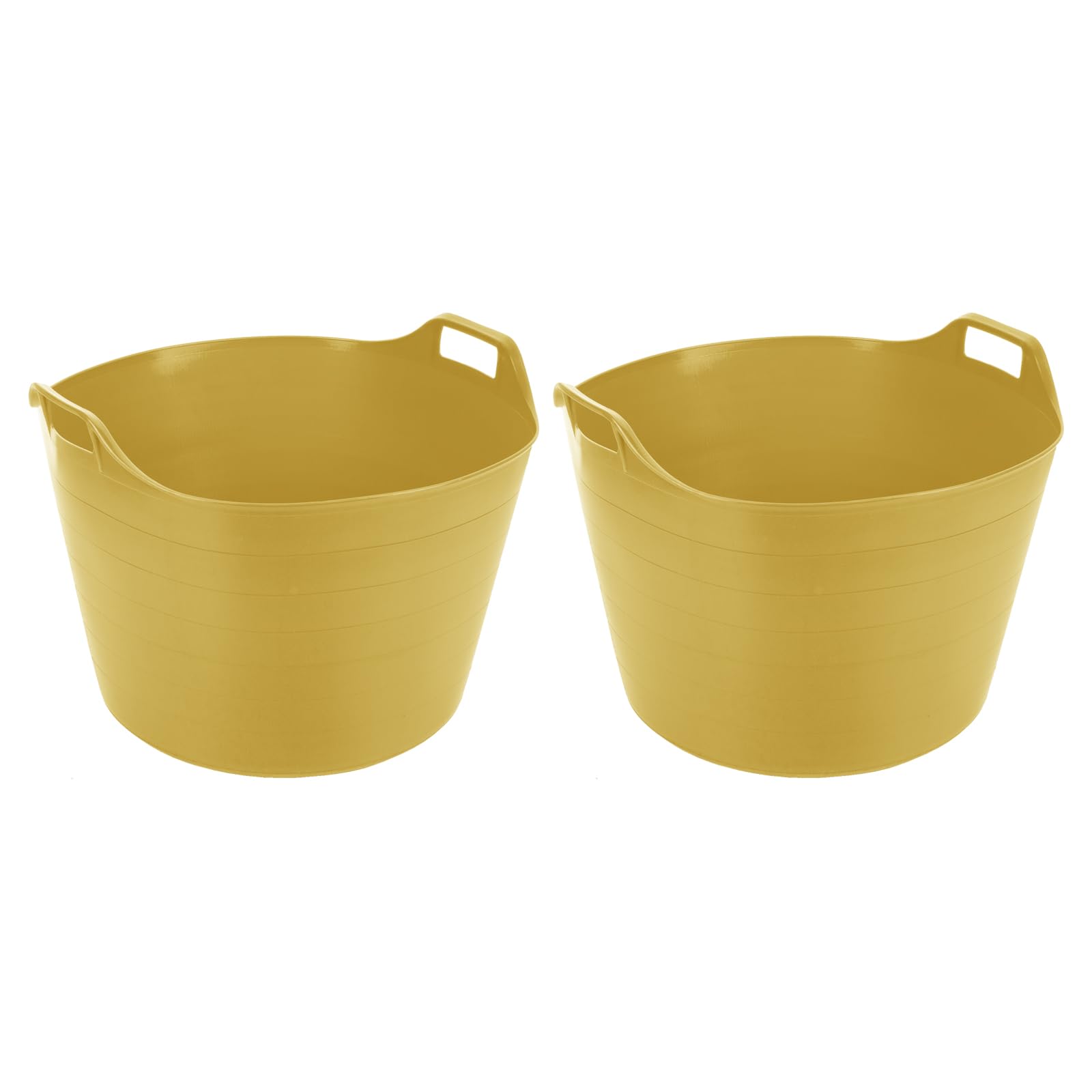 (Set of 2) - 75L Litre Flexi Tub Multi Purpose Flexible Colour Storage Container Bucket Robust Trug Polyethylene Flex Tub Trug Tub For Home Garden Builder Animal Feed Toys MADE IN U.K (Yellow)