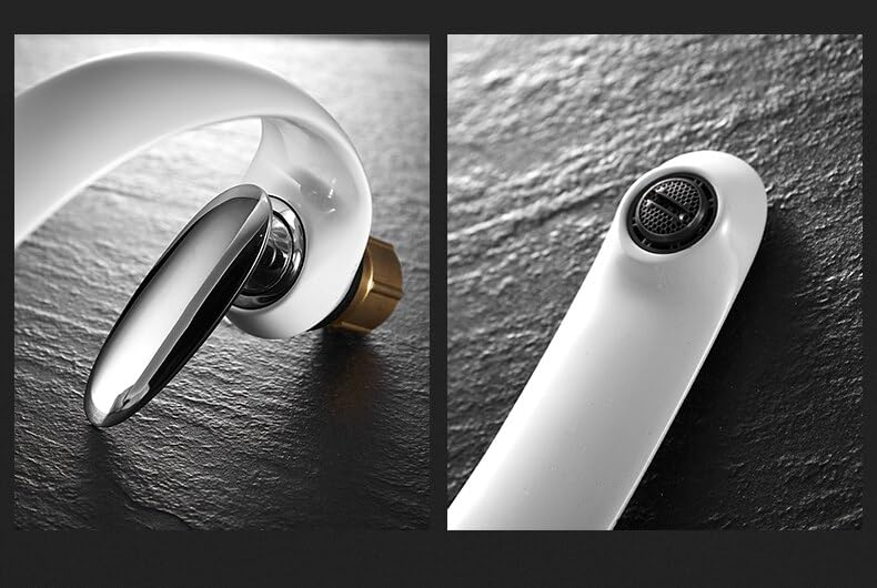 Robinet blanc en laiton mitigeur eau chaude et froide pour lavabo