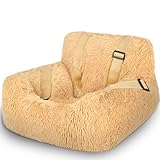 FAREYY Dog Car Seat Calming Dog Seat Dog Car Bed, Warm Plush Pet Booster Seat Travel Dog Car Bed...