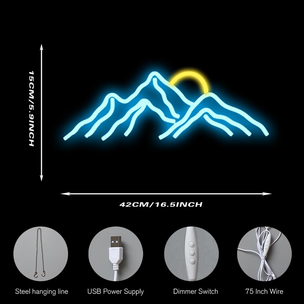 Letreros de neón de puesta de sol de montaña para decoración de habitación,letrerosLED para dormitorio,pared,luces de neón para el hogar,fiesta, boda,decoración deNavidad,alimentado por USB