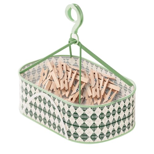 Large Peg Storage Basket for Washing Line With Hanging Hook & Zipper Closure - Weather-Resistant for 150 Pegs, Durable & Foldable Laundry