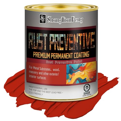 Red Rust Preventive Paint(Includes diluent), Rust Inhibitor and Corrosion Permanently, Non-porous Protective Barrier, UV Resistance and Heat Resistance, It is suitable for rust and corrosion prevention on multiple surfaces such as Marine vessels, metals, and woods32 Fl Oz