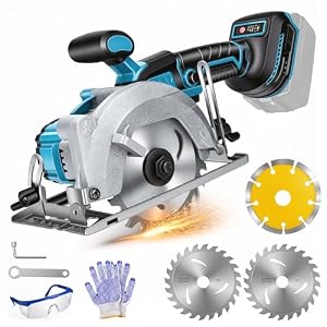 Cordless Circular Saw for Makita 18V/20V Battery, 5" Brushless Circular Saw with 3 Blades, 0-45° Cutting Angle, Max Cutting Depth 1.9"(90°), Idea for Wood Plastic Tile Cut (No Battery)