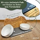 Futterstation personalisiert, Olivenholz - Futterbar mit Gravur und 2 Fressnäpfen für Katzen und Hunde
