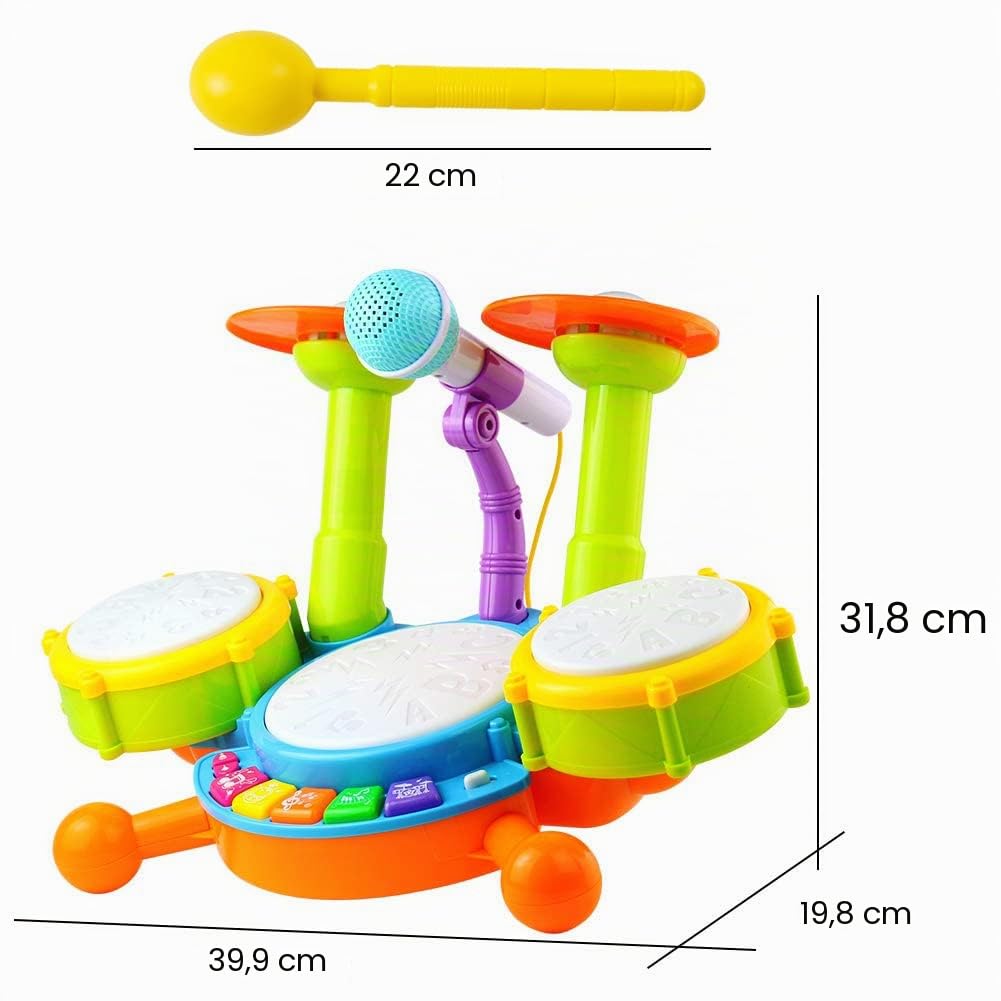 Schlagzeug Kinder Spielzeug - Musikinstrumente Mit Kinderreimen & Lichtfunktionen Baby Musikspielzeug Trommel Kinder Geschenkidee 1 2 Jahre Jungen Mädchen