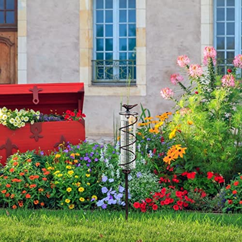Regenmesser Outdoor Metallrahmen Frostsicher Gartendeko Glasmessbecher, Regenmesser Für Garten Glas, Regenmesser Aus Glas Für Garten Mit Erdspieß, Glasspirale Mit Dem Erdspieß Rostfreie Outdoor – Bild 4