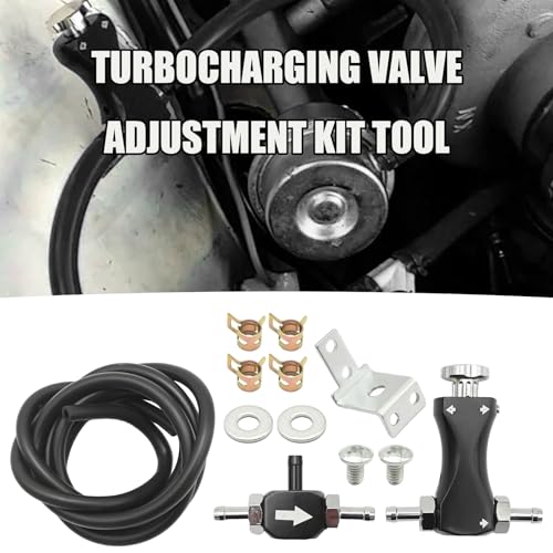 Hoypeyfiy Boost-Controller, manuelles Turbo-Boost-Controller-Steuerungsset, verstellbares beidseitiges Turbo-T-Entlüftungsventil für Turbo-geladene Diesel-Benzin-Turbo