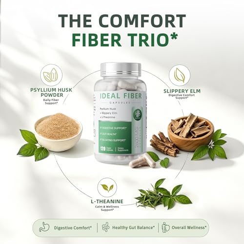 Fiber Supplement - Psyllium Husk Powder Capsules 1500mg & Slippery Elm- Regularity, Effortless Bowel Movements - Gentle Daily Fiber for Digestive & Gut Health -Natural Prebiotic Fiber,Non-GMO-120 Caps — view 3