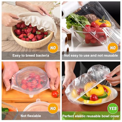 175Pcs 7 Colors Reusable Elastic Food Covers, Sublaga 7 Sizes Plastic Bowl Covers, Colorful Dish Plate Covers, Alternative to foil, Plastic Wrap, BPA Free