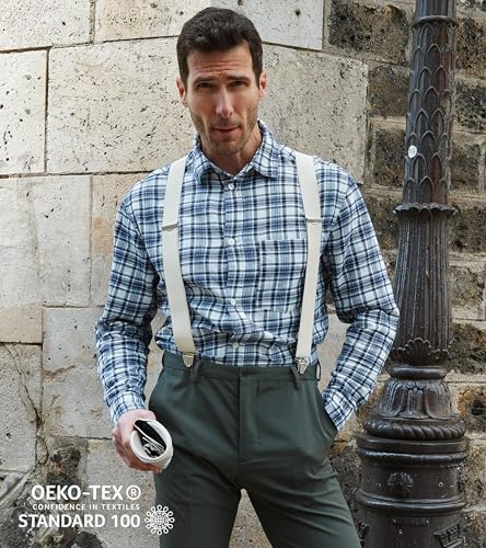 Image of PIERROT Men's Suspenders - One Size Adjustable and Elastic Suspenders for Men Trousers Heavy Duty with 4 Very Strong Clips