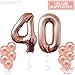 Rose Gold 40th Birthday Balloons – Large, Pack of 12 | Forty Number Balloons Party Decorations Supplies | 40 Number foil Mylar and Latex Balloon | Match for Other Number Balloons for All Ages