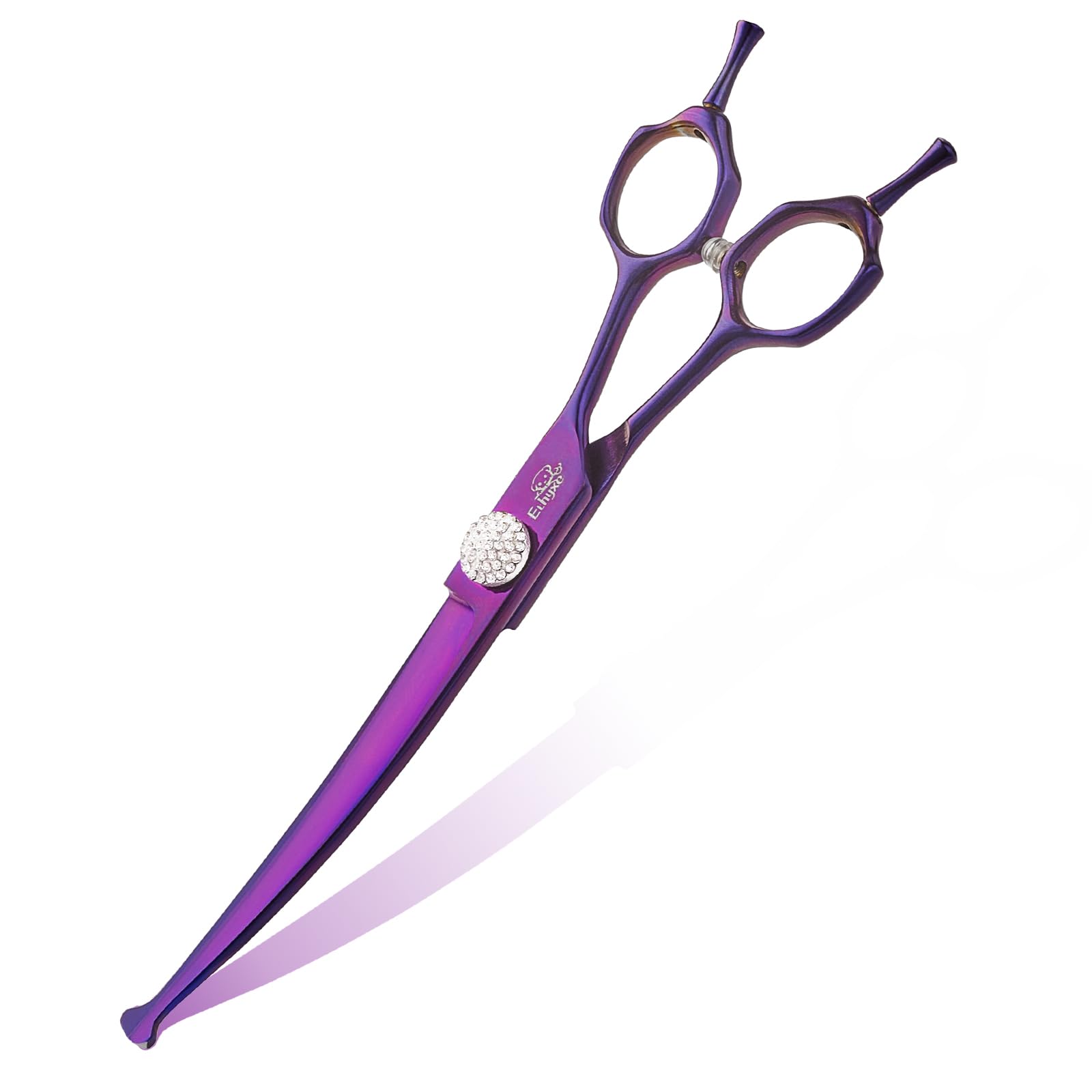 Ethyxe 7" Curved Dog Grooming Scissors – Professional 440C Stainless Steel Pet Shears with Safety Round Tips and Sharp Blades for Body Facial Nose Ear and Paw Hair Easy Use