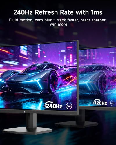 Image of KTC 24.5 Inch 240Hz Gaming Monitor, FHD Computer Monitor Fast IPS, H25T7-A | 1080P 1MS MPRT, Adaptive Sync,114%sRGB, HDR Support, HDMI DP, Tiltable, Eye Care, VESA Mount, HDMI Cable Inc.