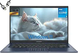 ASUS Vivobook 14 (2025), laptop fino FHD de 14 polegadas, Intel 13th Core i5-1334U, gráficos UHD, câmera de privacidade, Bluetooth5.1, Windows 11 H, azul silencioso, W/HDMI (16 GB de RAM | SSD de 1 TB