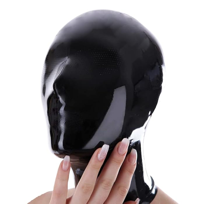 Buy Latex Hood Mask Rubber Catsuit Pinholes for Mouth Eyes and Nose