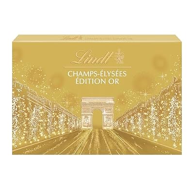 Lindt Champs Elysees Chocolate Box Gourmet Milk and Dark Chocolate Assortment 44 Chocolates 16.5oz Gold Box