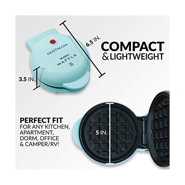 Nostalgia MyMini Personal Electric Waffle Maker, 5Inch Cooking Surface