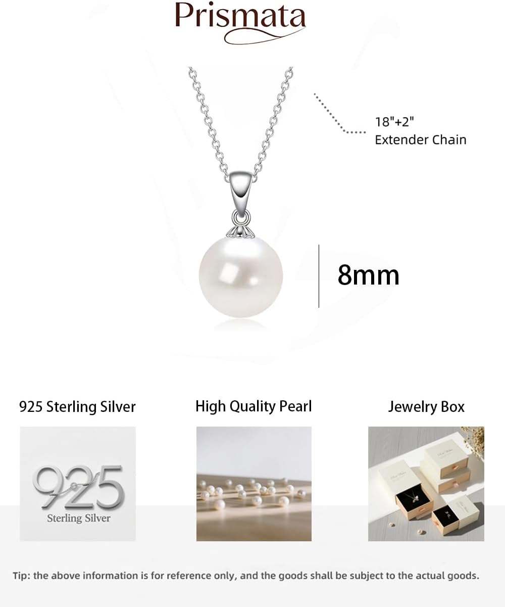 Prismata Pearl/Rose/Dance Necklace for Women 925 Sterling Silver Freshwater Pearl/Rose/Dance Pendant Necklace Jewelry Gifts for Women Mom Her - Image 6