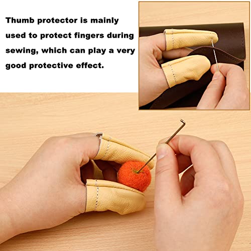 3 pares de protetores de dedo de couro, agulhas de feltragem para tricô, dedal, ferramentas para art