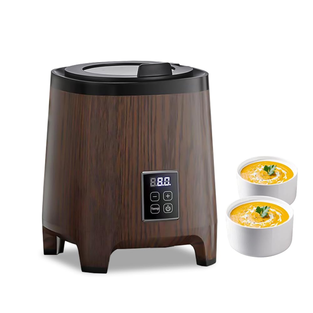 KJZQXYX 220v Commercial Soup Warmer, 10L Electric Soup Kettle,with Stainless Steel Insert Pot,for Soup, Gravies, Stews,Cheese (Wooden)