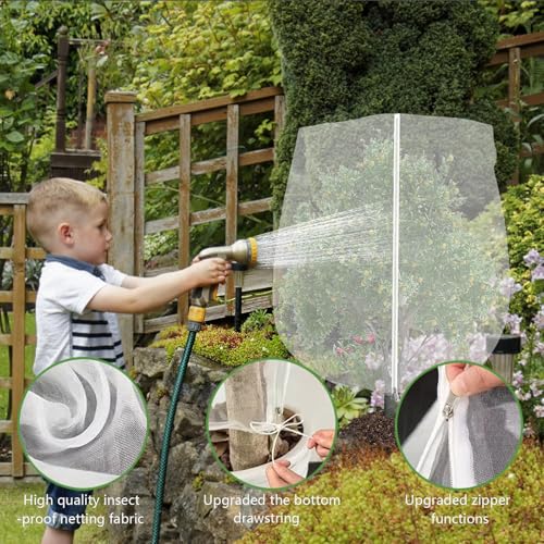 4 Packs of Plant Protection nets with Zipper, 100 x 100 cm, Used for Bird and Insect Garden nets, Garden Fruit Tree nets, pest barriers, Tomato Protective Covers, Fruit Tree Plant nets by PACIOCEAN - Image 5
