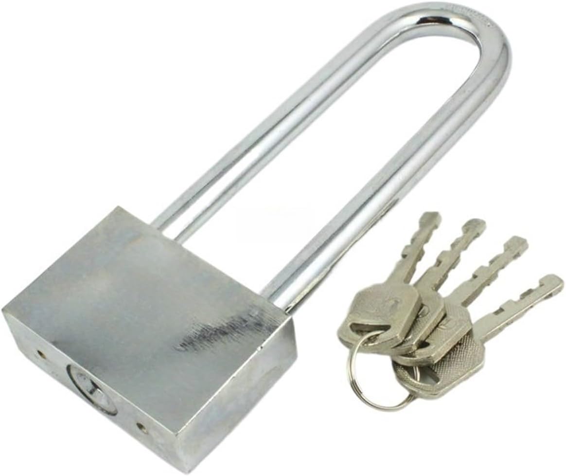 Warehouse Door Gate 60mm Metal Security Lock Padlock Lengthening Lock w 4 Pcs Keys