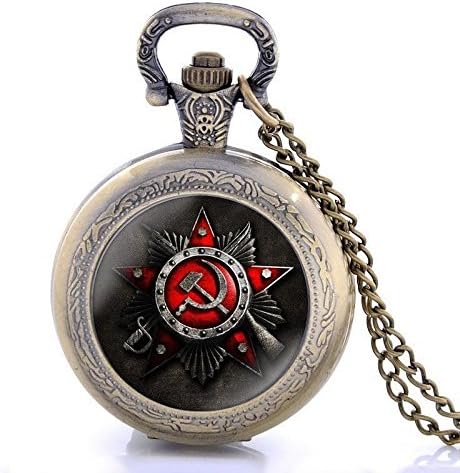 Bronze Antique Cccp Soviet Russia Vintage Pocket Watch Necklace Quartz Chain Gift Retro