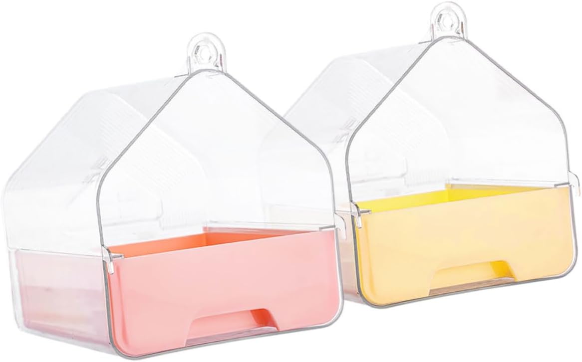 VANZACK 2pcs Parrot Bird Bath Tub Pet Bathing Box Drawer Hanging for Cockatiels Small Birds