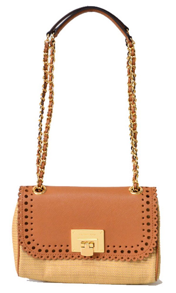 マイケルコース バッグ MICHAEL KORS コーティング レザー ストロー ショルダー バッグ ナチュラル×ライトブラウン 35S7GV1F2W Amazon | [マイケルコース] コーティング レザー ストロー ショルダー