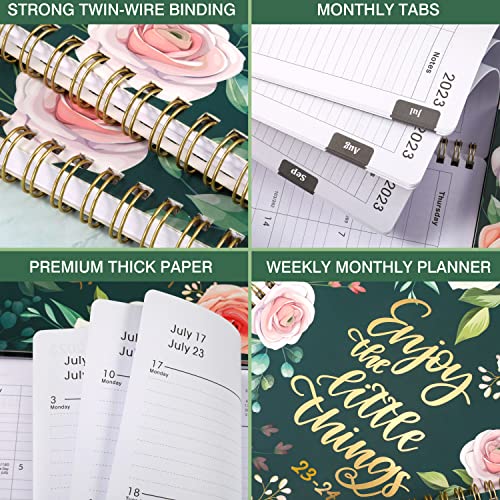 Planner 2023-2024 - Academic Planner 2023-2024, Jul.2023 - Jun.2024, 2023-2024 Planner, 2023-2024 Planner Weekly & Monthly With Tabs, 8" X 10", Flexible Cover, Twin-Wire Binding, Perfect Daily Organizer - Floral #TOP5