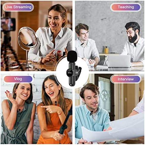 SNZIYAG Wireless Lavalier Microphone for iPhone iPad,Plug-Play Wireless Mic for Recording, Live Streaming, YouTube, TikTok, Facebook, Intelligent noise reduction, Auto Sync, No APP2pcs mic/IOS
