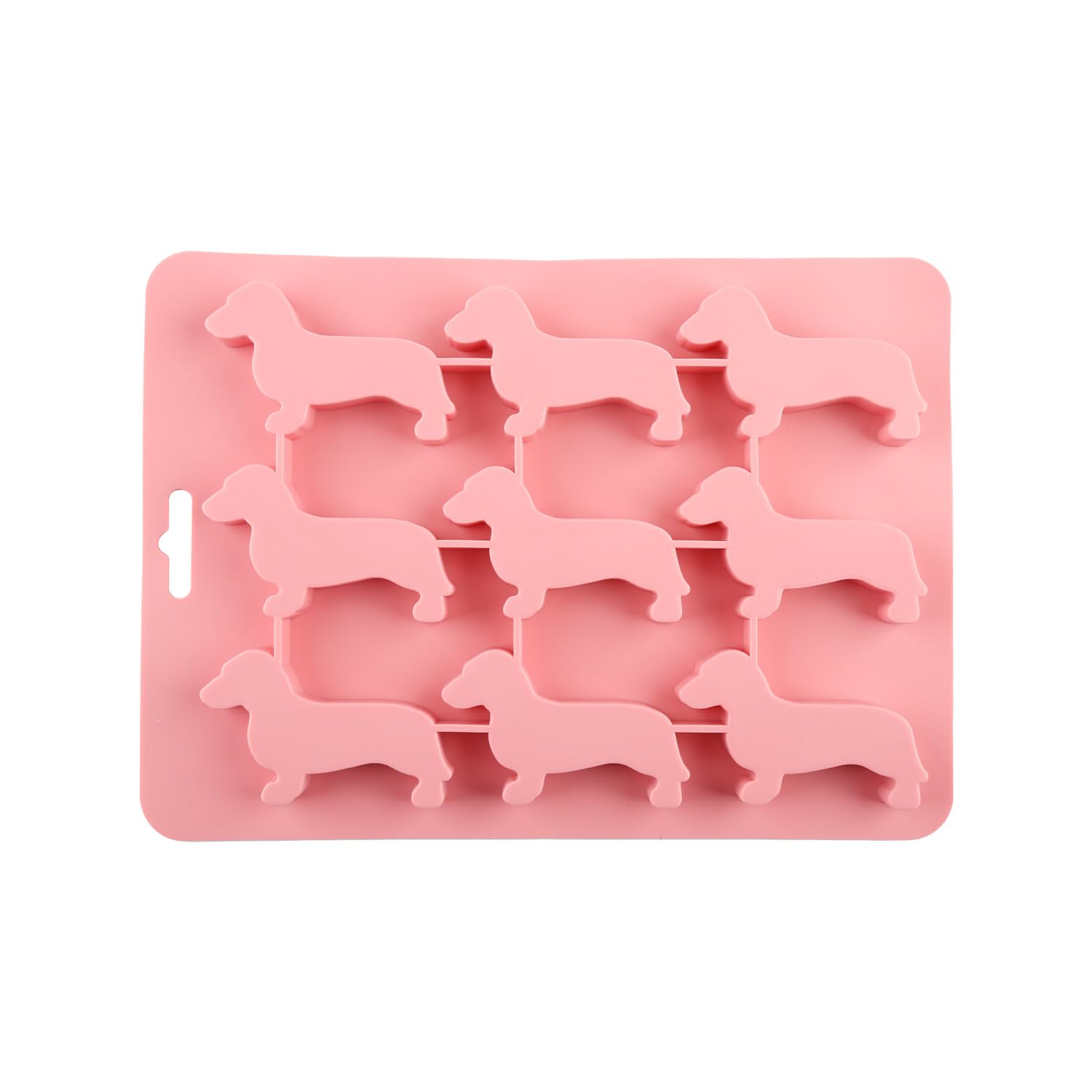 Wellrun Reusable Silicone Dachshund Ice Cube Tray,Flexible Sausage Dog Mould for Ice Chocolate Jelly,Non-Stick Dog Shape Maker(Pink)