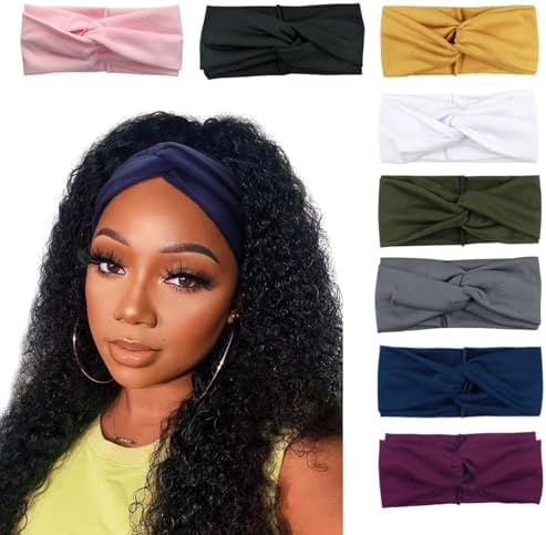 DRESHOW 8 Pack Headbands for Women Vintage Headwraps Wide Turban ...
