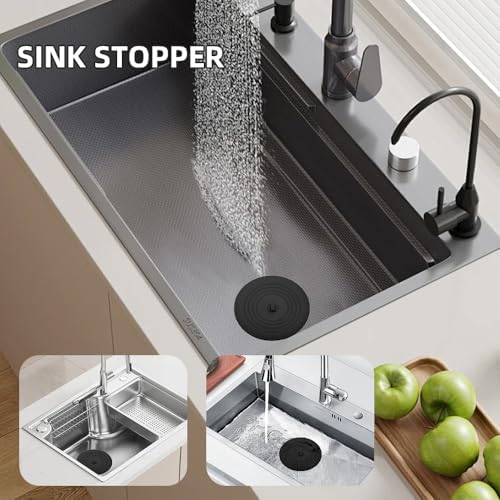 Tub Stopper 2PCS,Bathtub Drain Stopper,6 inches Bathtub Tub Drain Cover Stopper,Silicone Drain Plug,Kitchen Bathroom Hair Water Shower Stopper,Large Bathroom Laundry Accessories (Black/Black) - 5