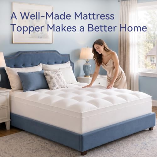 ELEMUSE Queen Mattress Topper, Extra Thick Pillow Top Mattress Pad Cover - image 6
