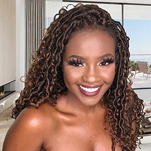 Karida New Goddess Locs Crochet Hair 16 Inch 8Packs River Faux Locs Crochet Hair With Curly Ends River Curls Crochet Locs Synthetic Braids Hair Extensions (16 Inch (Pack of 8), T30#)