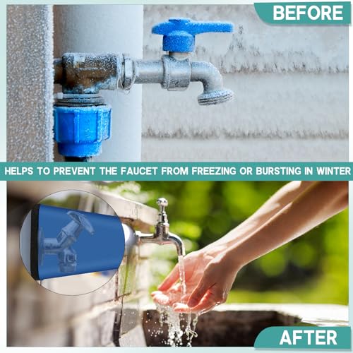 VIHOSE 2 Pcs Extra Large 6.1 x 7.5 x 9.8 Plastic Outdoor Faucet Cover with Foam Inside Winter Rectangular Hose Covers for Spigot Spout Pipe Freeze Frost Insulation Protection(Blue) by VIHOSE - Image 4
