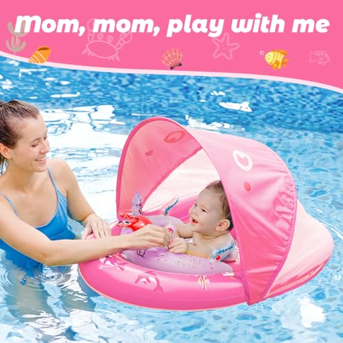 LAYCOL Baby Pool Float with UPF50+ Sun Protection Canopy & Toy Play Console，Infant Baby Float for Pool，Adjustable Safety Seat，Toddler Float for 6-24 Months by LAYCOL - Image 4